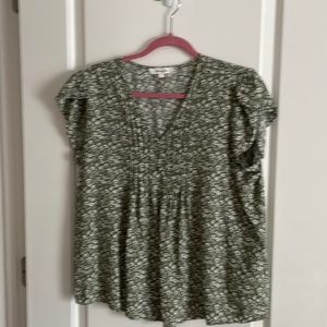 Green flowered shirt, cap sleeves , very comfy